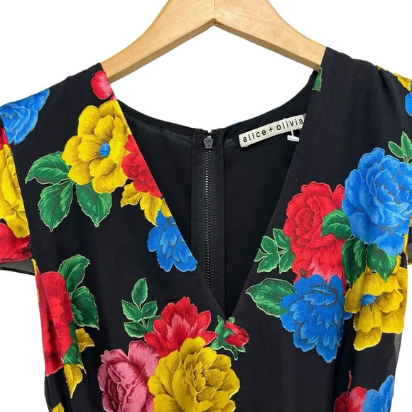 Alice And Olivia Erika Silk Ruffle Belted Tie Floral Maxi Dress Multi Size 4 - Picture 10 of 16